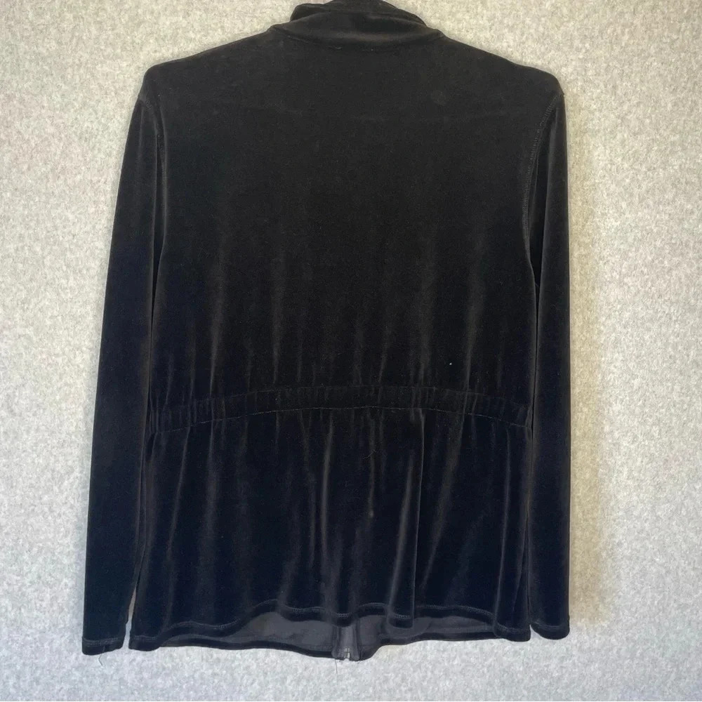 Talbots Black Velour Velvet Full Zip Jacket - Picture 6 of 6